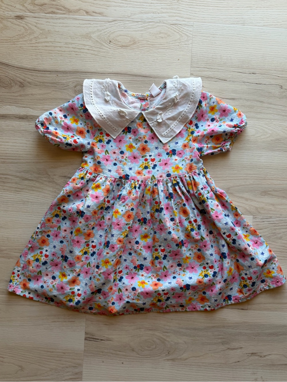 100% Cotton Girls Floral Dress with Peter Pan Collar - LC Waikiki - 0116